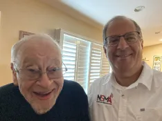Jerry Izenberg, left, with NSMA executive director Dave Goren