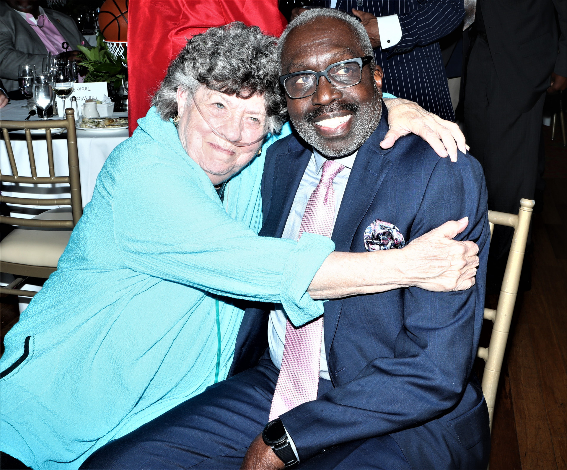 Claudette Weston (left) with 2019 Annie recipient Earl 