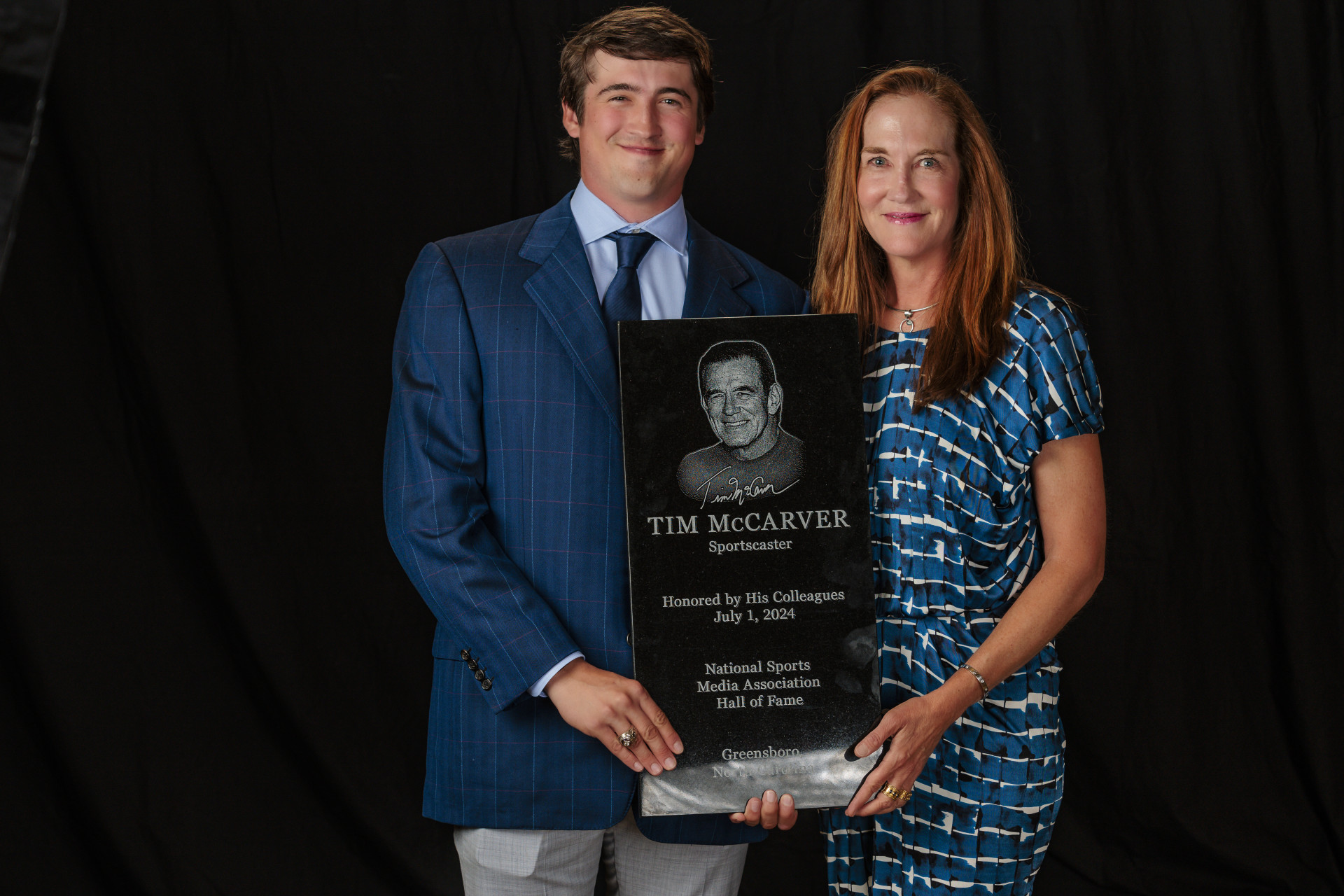 From left: Tim McCarver's grandson, Beau Root and daughter, Kathy (Picture by Bob Leverone)