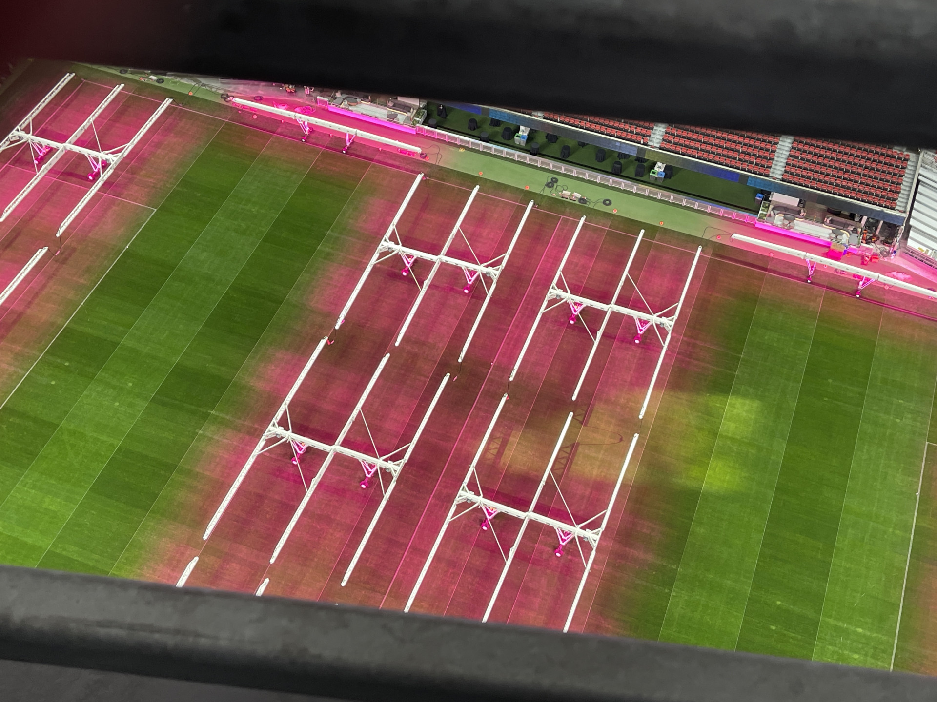 Bird's eye view of the pitch at Mercedes-Benz Stadium