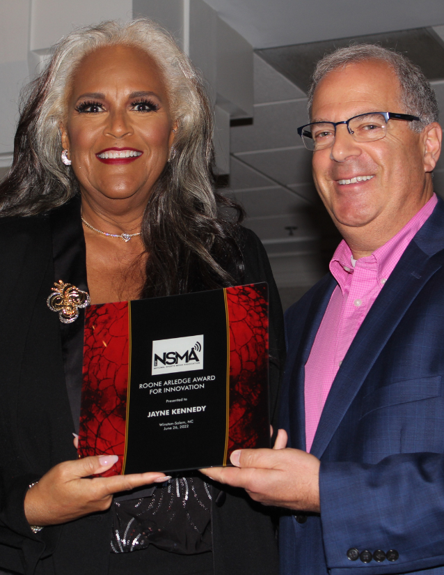 2022 Arledge Award winner, Jayne Kennedy, with NSMA executive director, Dave Goren